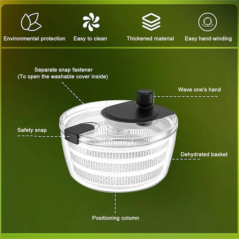 Fruit & Veggie Dryer Salad Spinner with Built-In Strainer