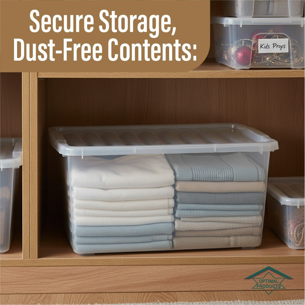Clear Plastic Storage Box Boxes with Lids UK BRITISH MADE Home Office Stackable