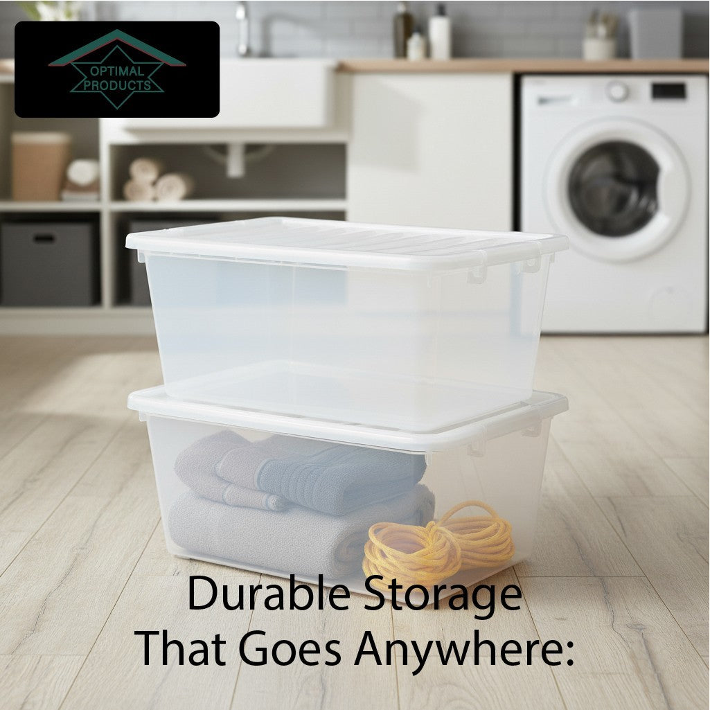 Clear Plastic Storage Box Boxes with Lids UK BRITISH MADE Home Office Stackable