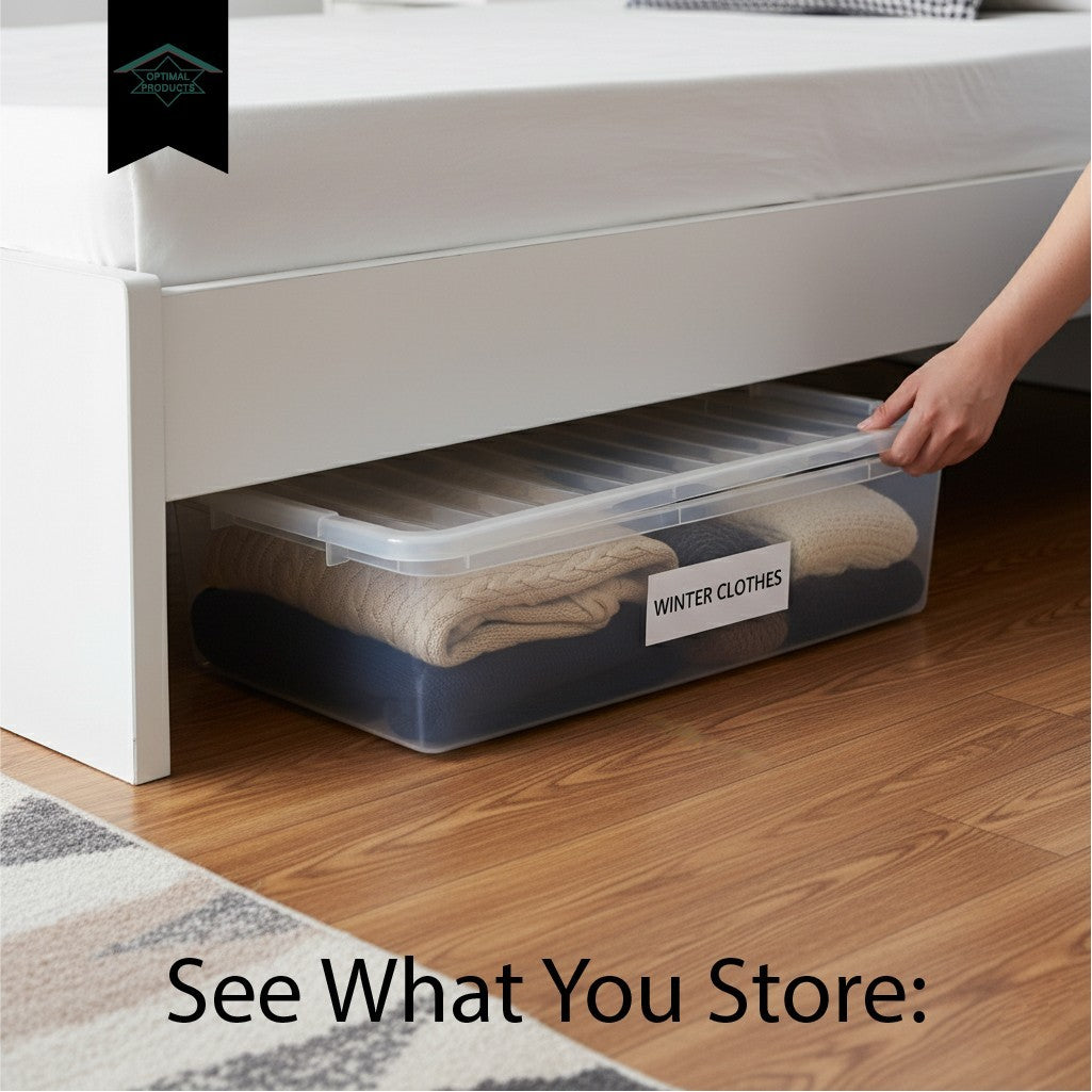 Clear Plastic Storage Box Boxes with Lids UK BRITISH MADE Home Office Stackable
