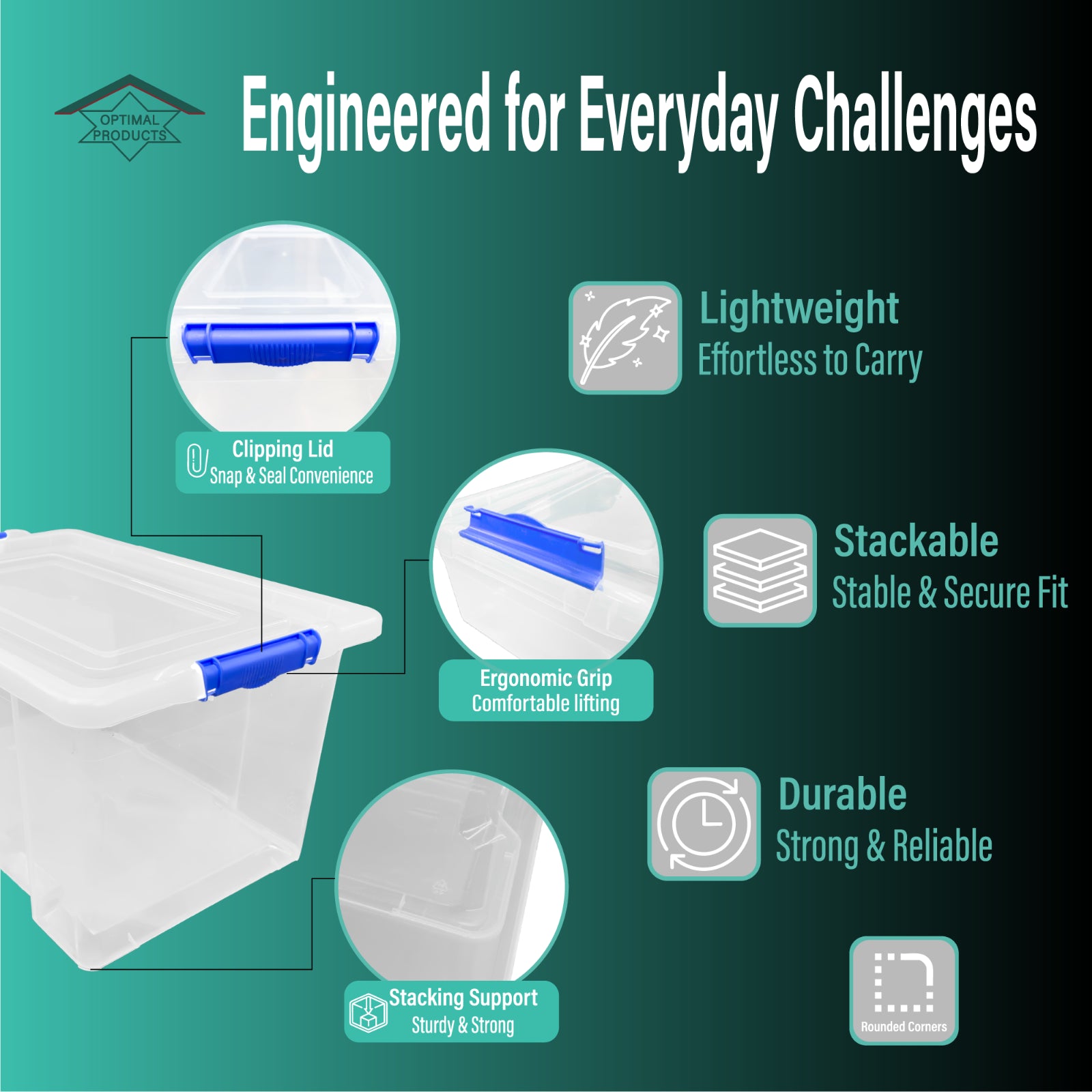 Clear Plastic Storage Box Boxes with Lids UK BRITISH MADE Home Office Stackable
