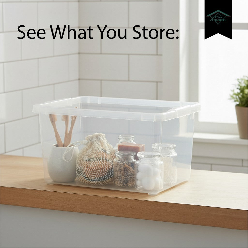 Clear Plastic Storage Box Boxes with Lids UK BRITISH MADE Home Office Stackable