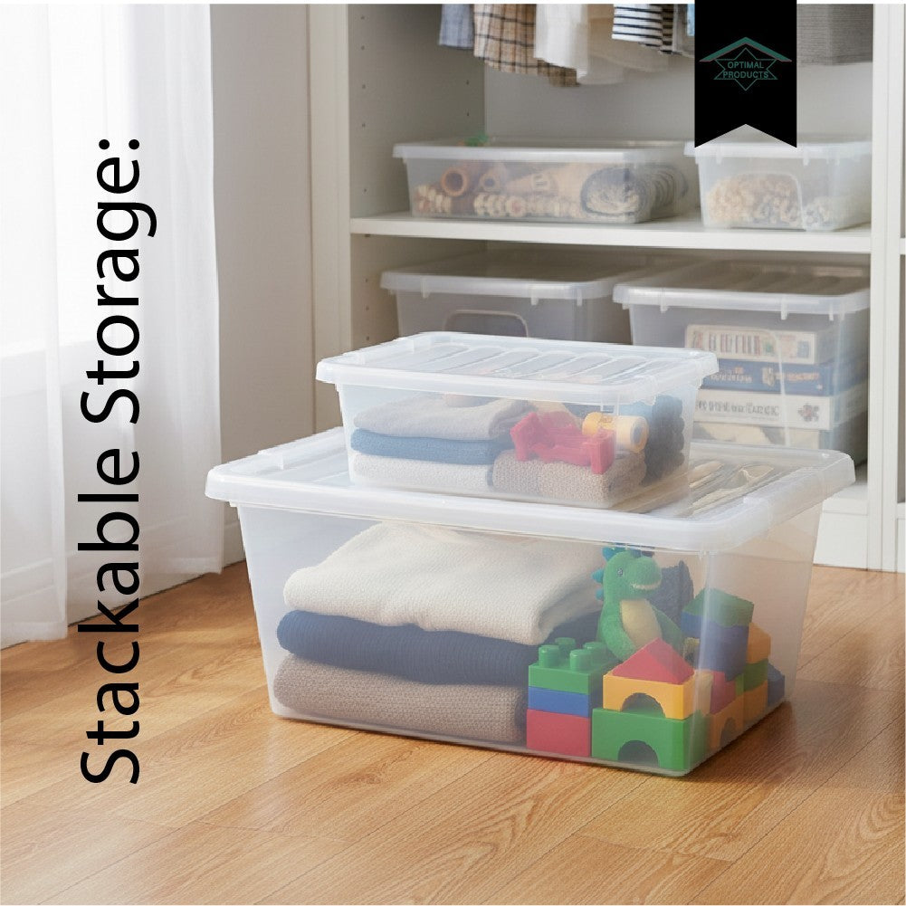 Clear Plastic Storage Box Boxes with Lids UK BRITISH MADE Home Office Stackable