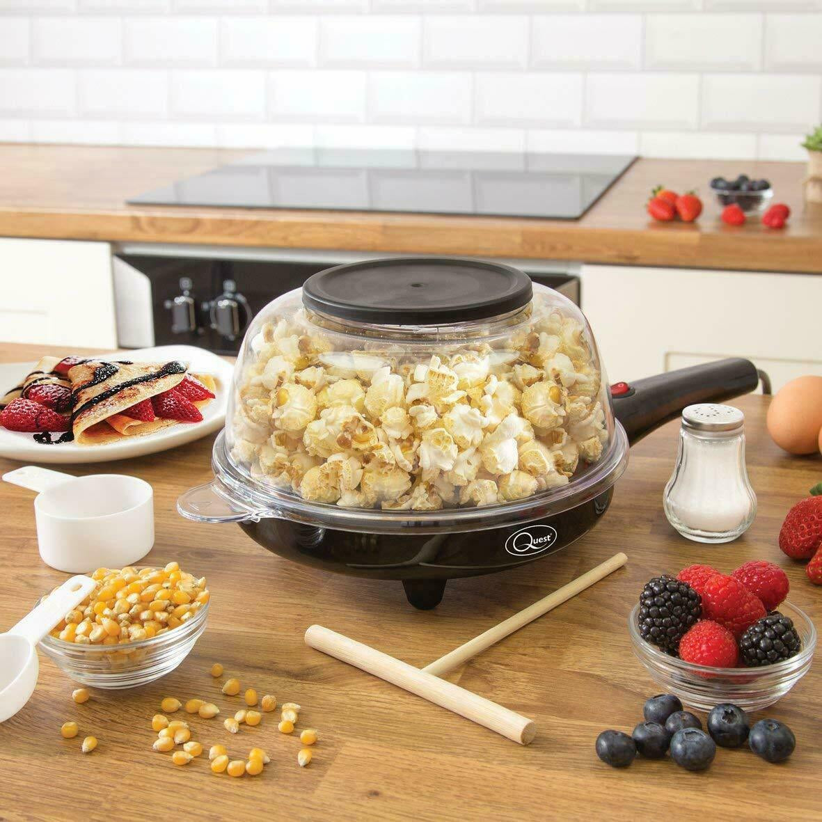 2-IN-1 8" ELECTRIC POPCORN & CREPE MAKER NON STICK PLATE + FREE ACCESSORIES 800W