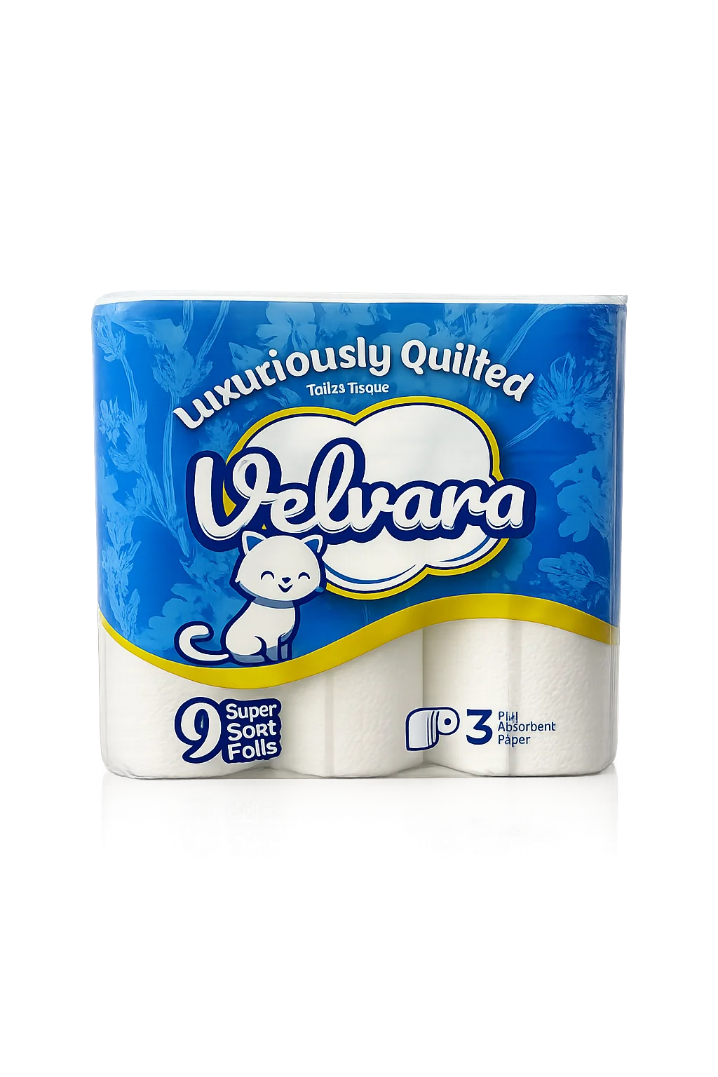 Velvara Luxury 3-Ply Toilet Roll, 45 Rolls (5 Packs x 9)