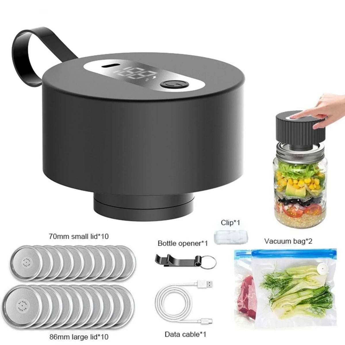 Cordless Wide-Mouth Mason Jar Vacuum Sealer