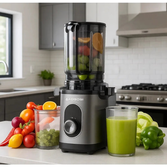 Wide-Mouth Slow Juicer with Reverse Function, BPA-Free