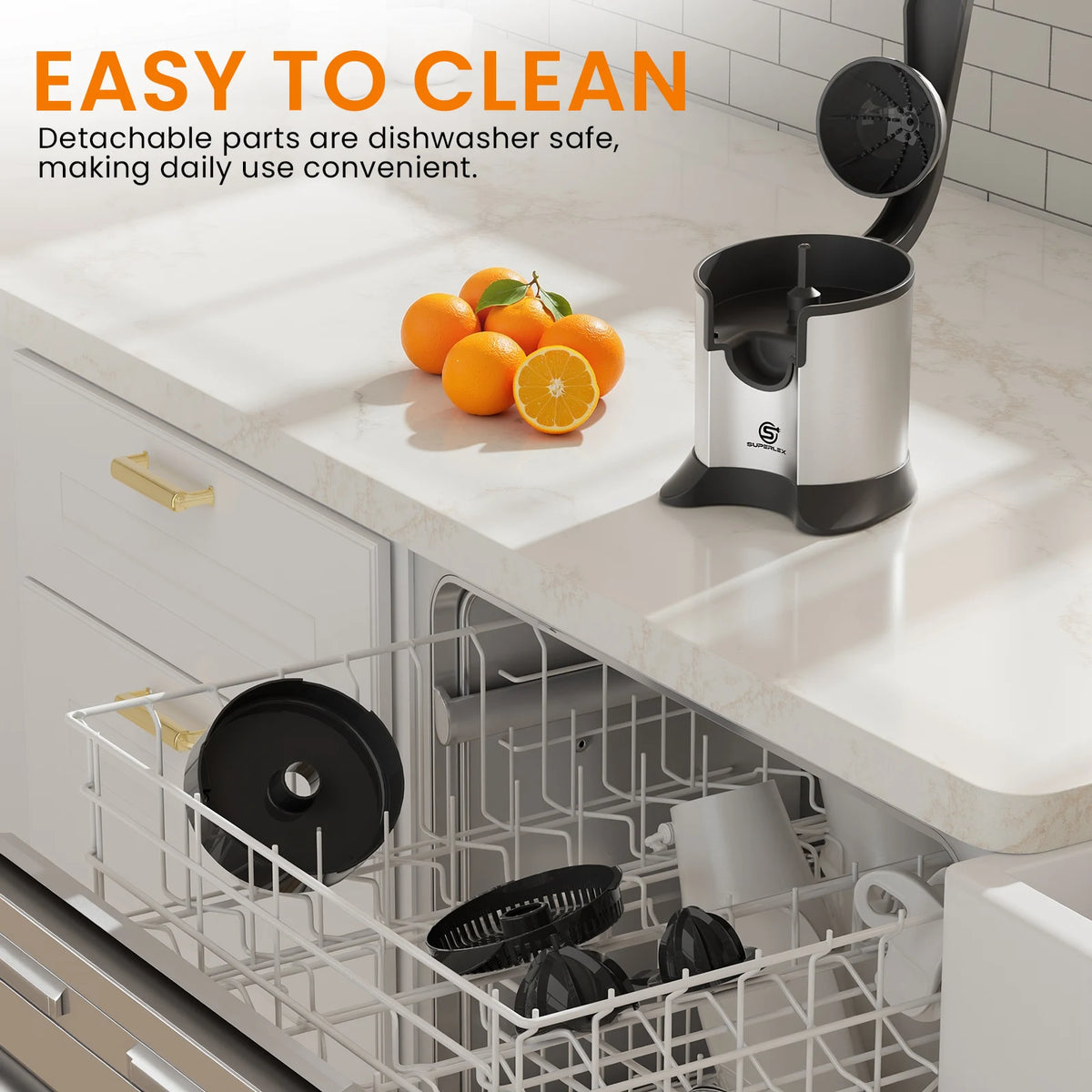 SUPERLEX Electric Citrus Juicer, 60W Stainless Steel