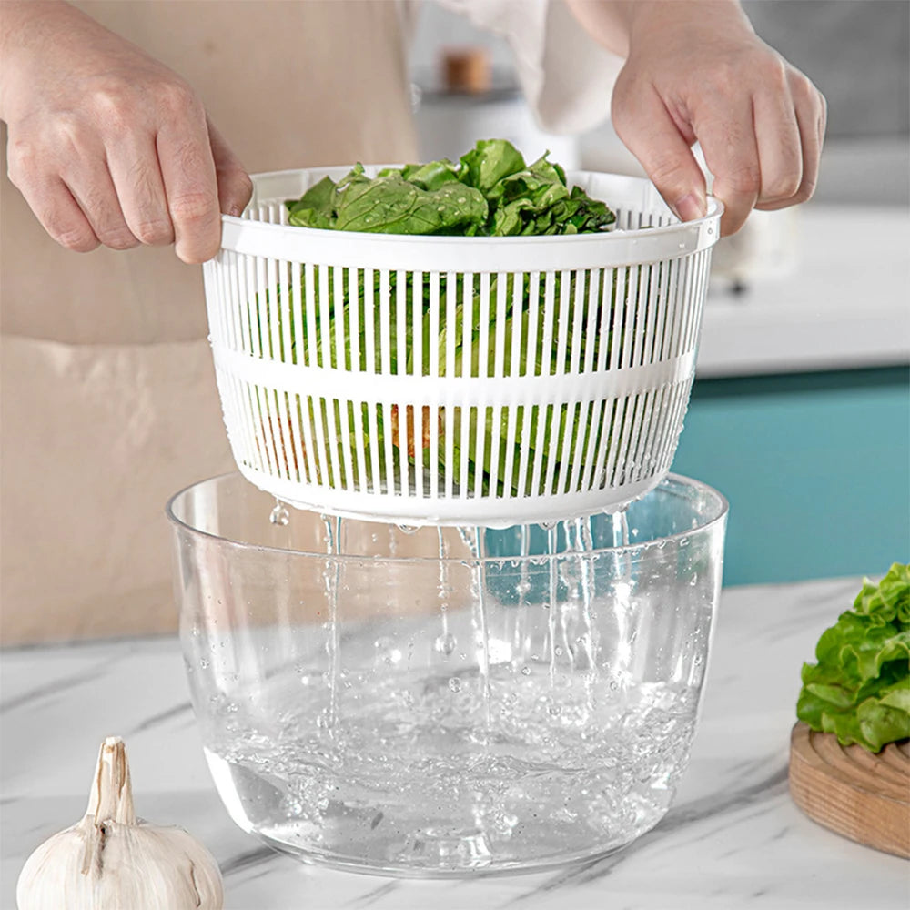 LMETJMA 3L Large Salad Spinner with Lid, One-Handed Press