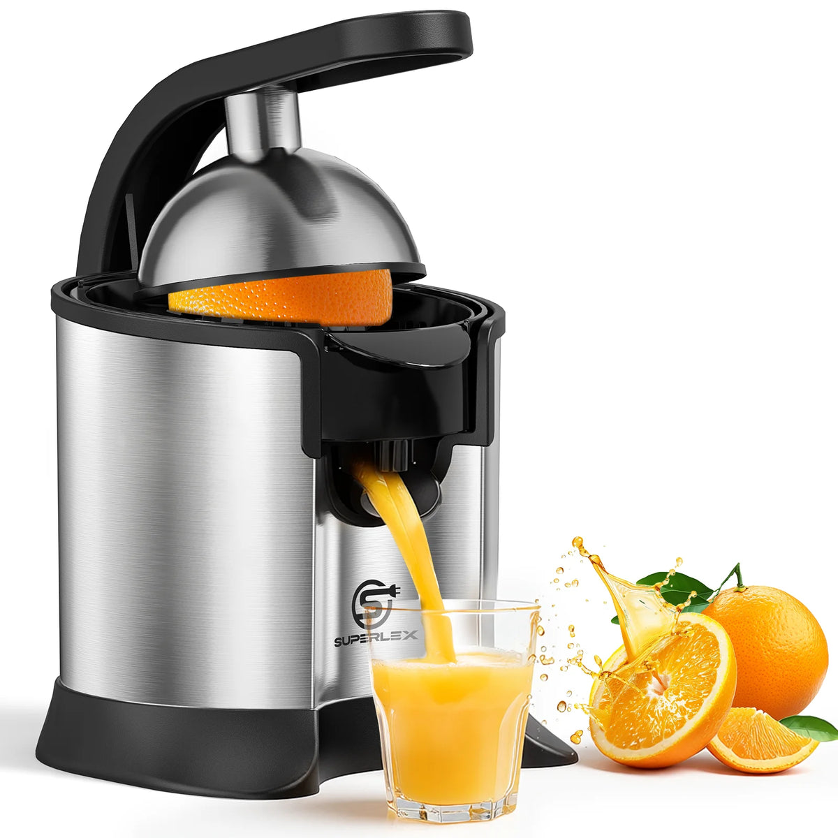 SUPERLEX Electric Citrus Juicer, 60W Stainless Steel