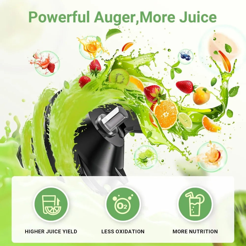 Wide-Mouth Slow Juicer with Reverse Function, BPA-Free