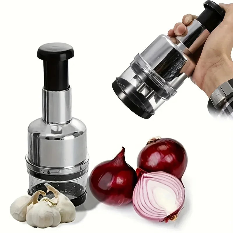 Vertical Hand-Press Garlic Chopper with Storage Container