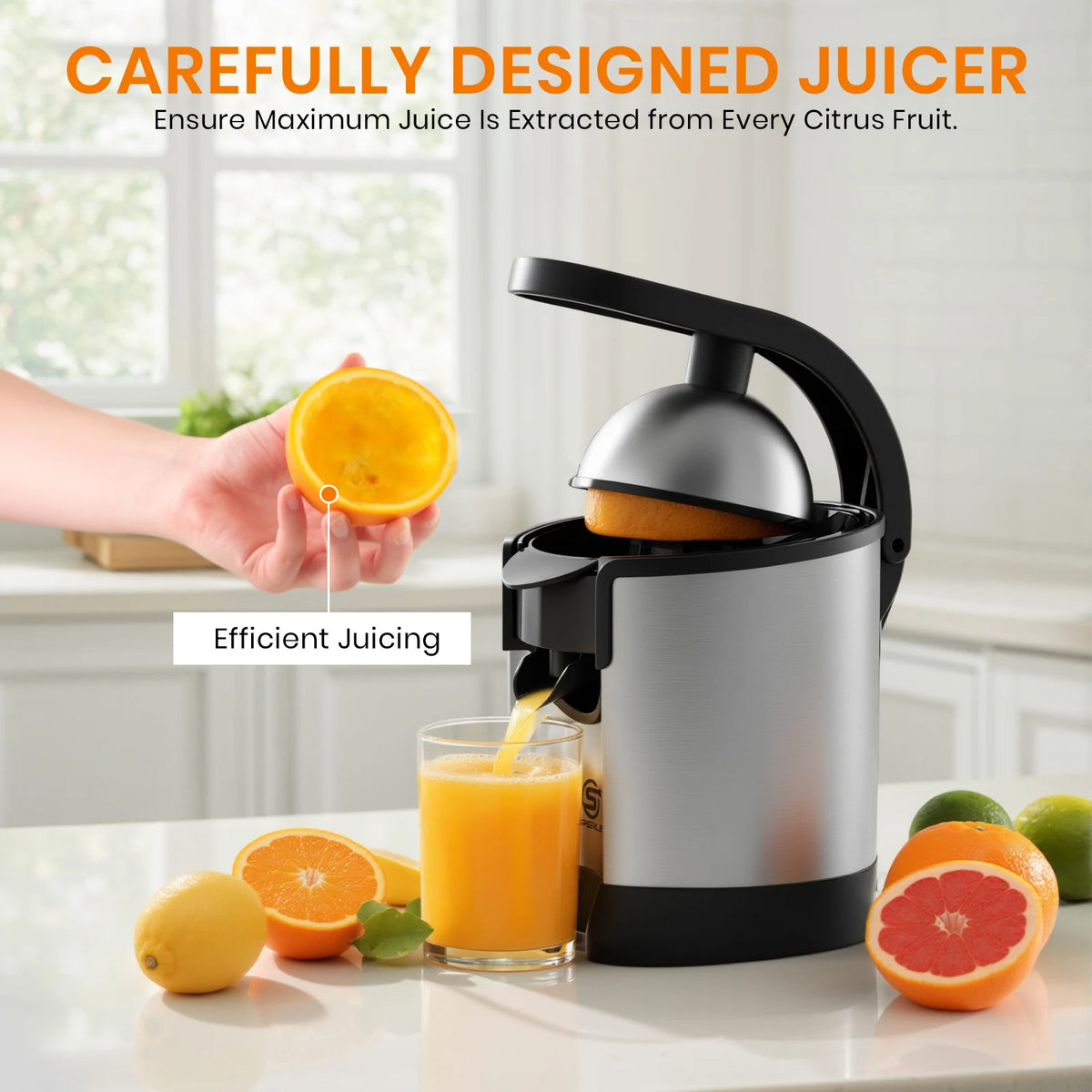 SUPERLEX Electric Citrus Juicer, 60W Stainless Steel