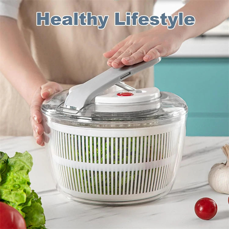 LMETJMA 3L Large Salad Spinner with Lid, One-Handed Press