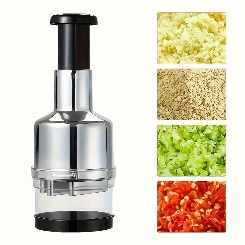 Vertical Hand-Press Garlic Chopper with Storage Container