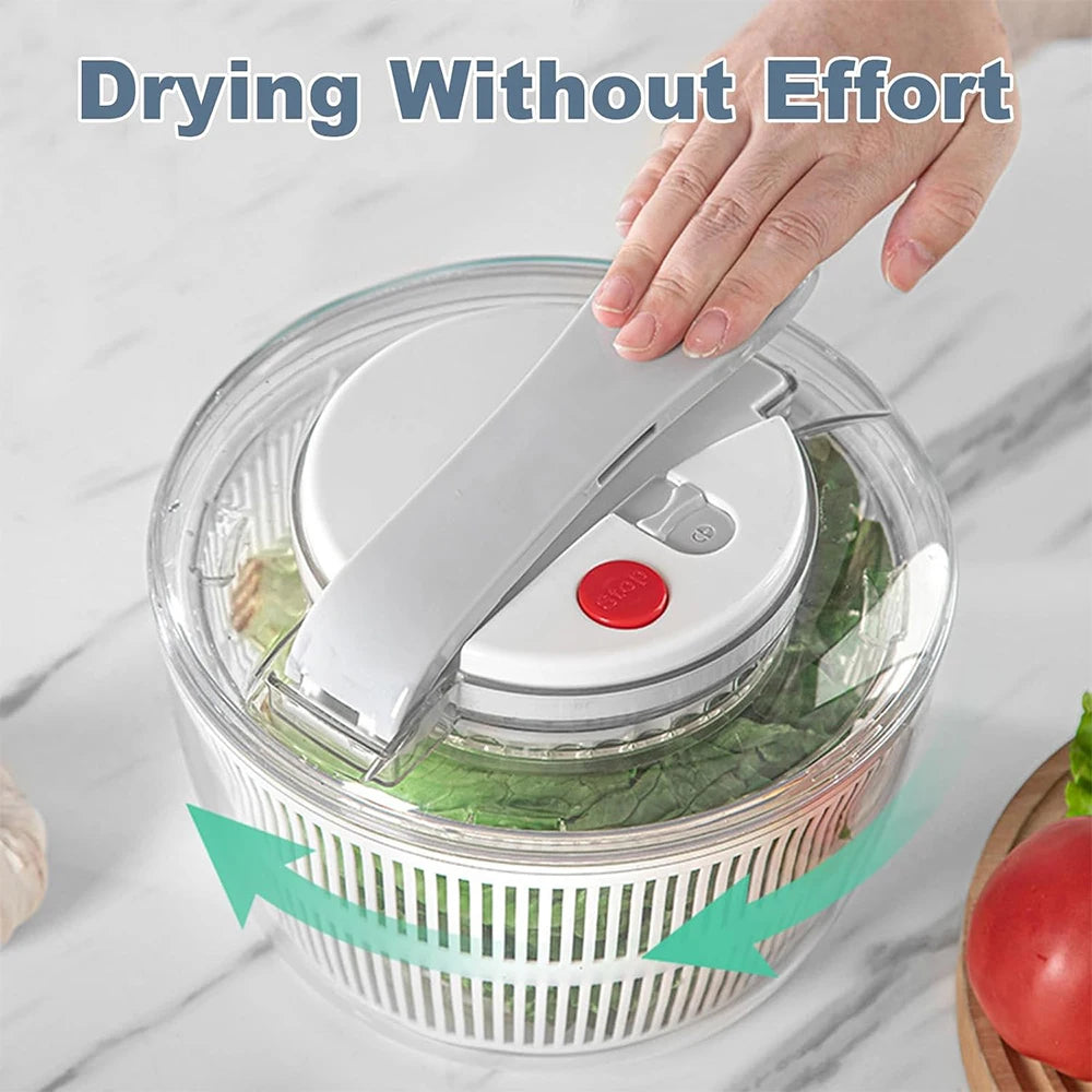 LMETJMA 3L Large Salad Spinner with Lid, One-Handed Press