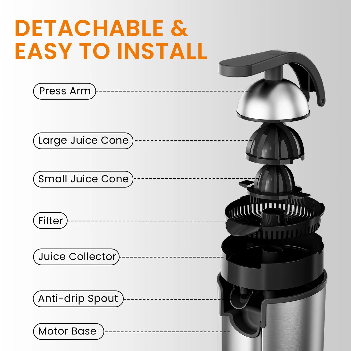 SUPERLEX Electric Citrus Juicer, 60W Stainless Steel