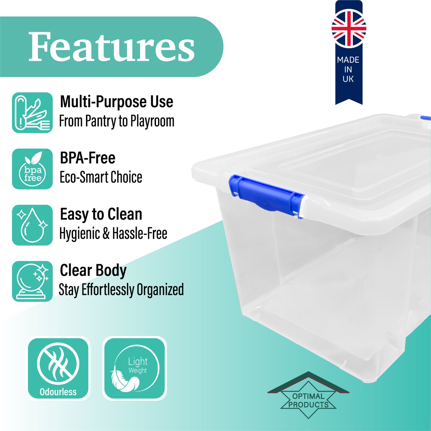 Clear Plastic Storage Box Boxes with Lids UK BRITISH MADE Home Office Stackable