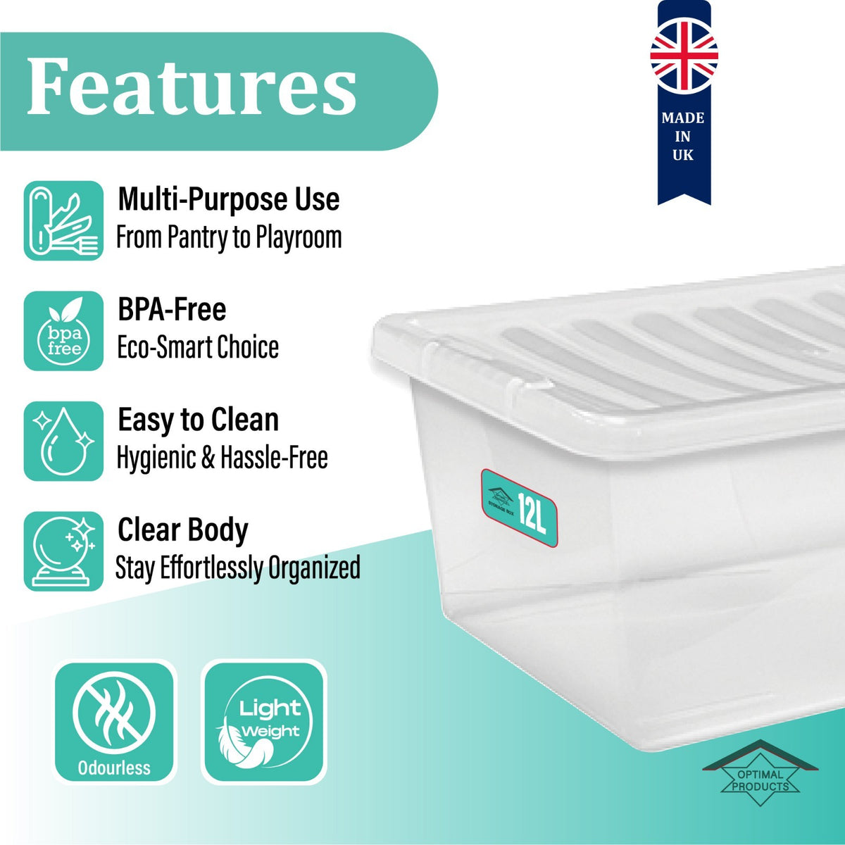 Clear Plastic Storage Box Boxes with Lids UK BRITISH MADE Home Office Stackable