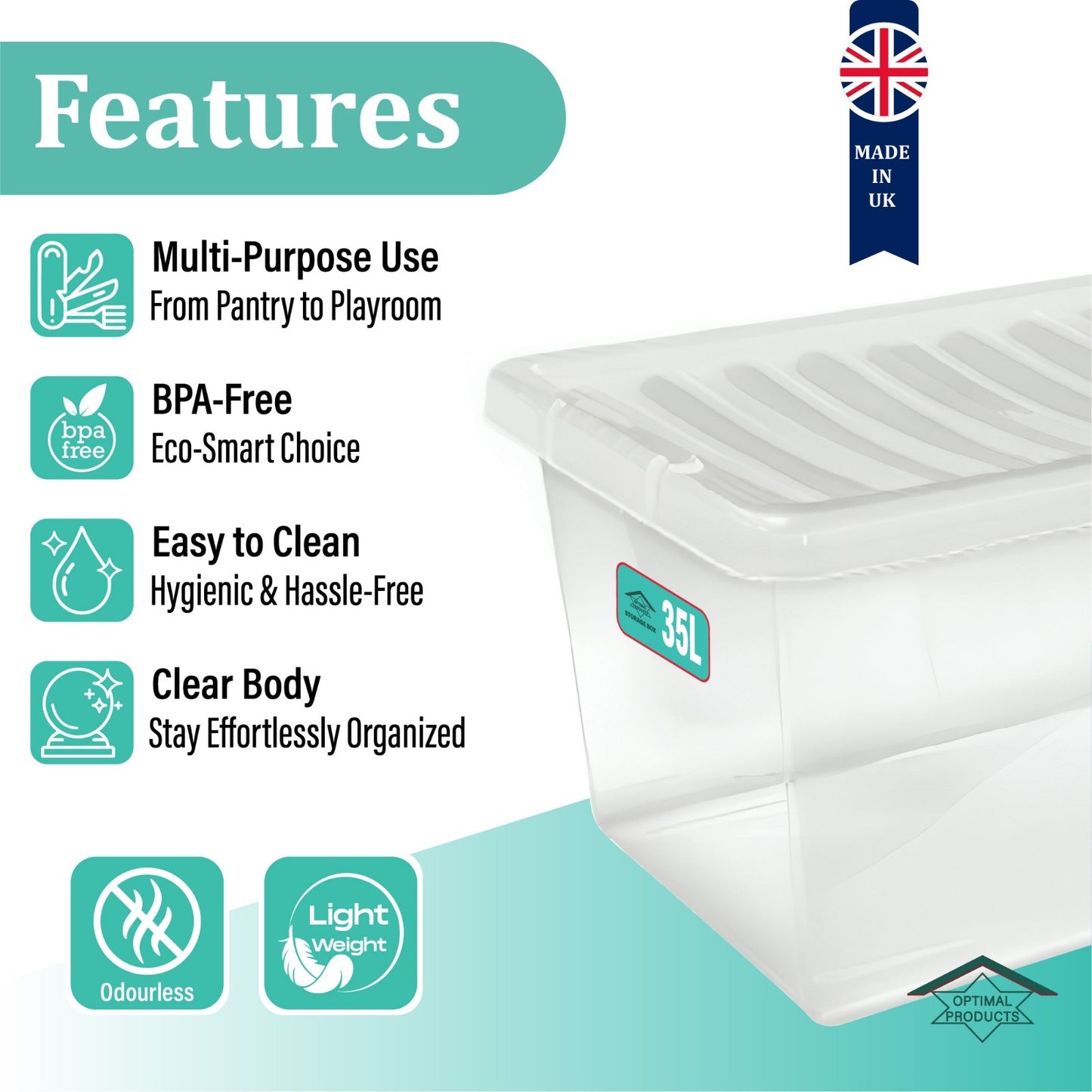 Clear Plastic Storage Box Boxes with Lids UK BRITISH MADE Home Office Stackable