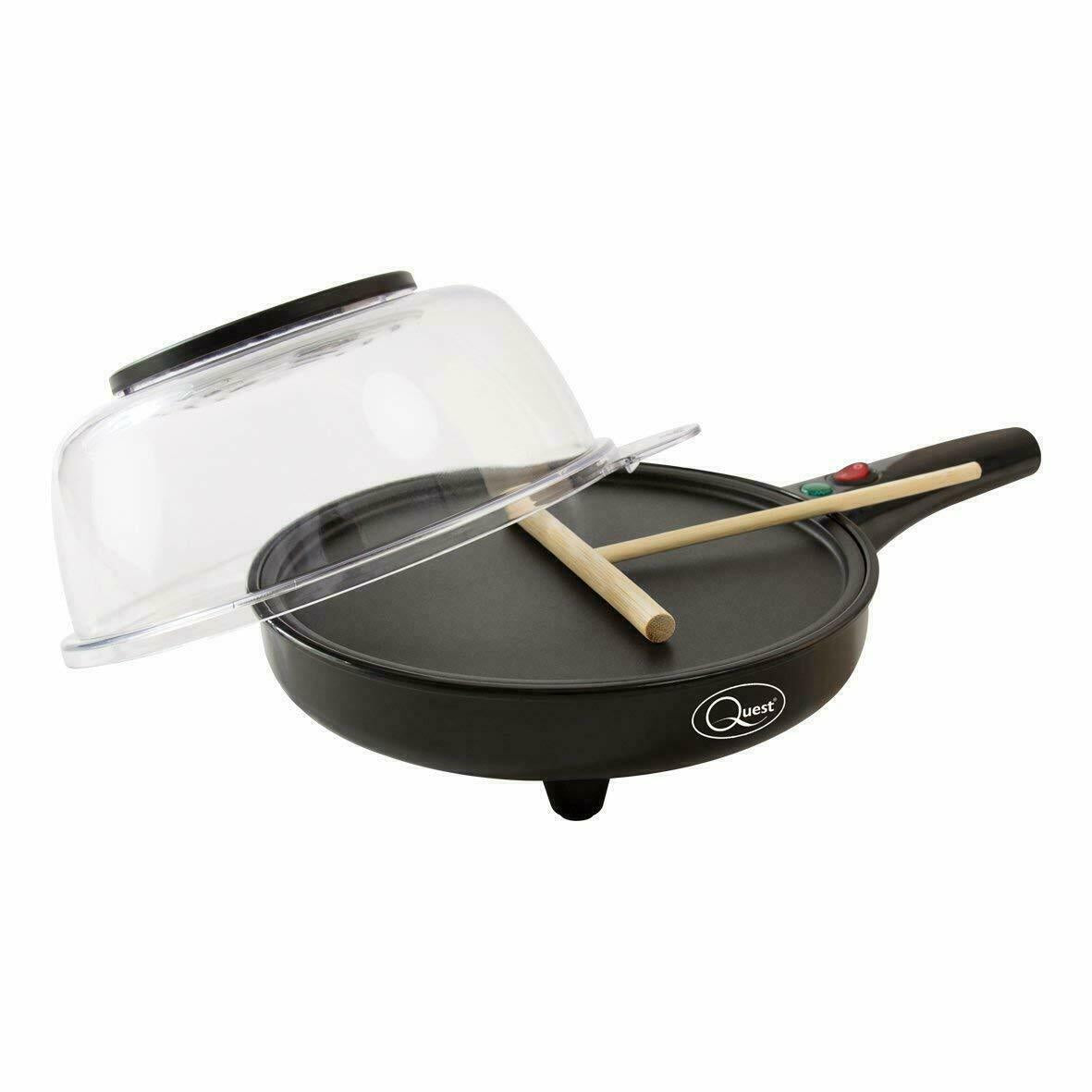 2-IN-1 8" ELECTRIC POPCORN & CREPE MAKER NON STICK PLATE + FREE ACCESSORIES 800W