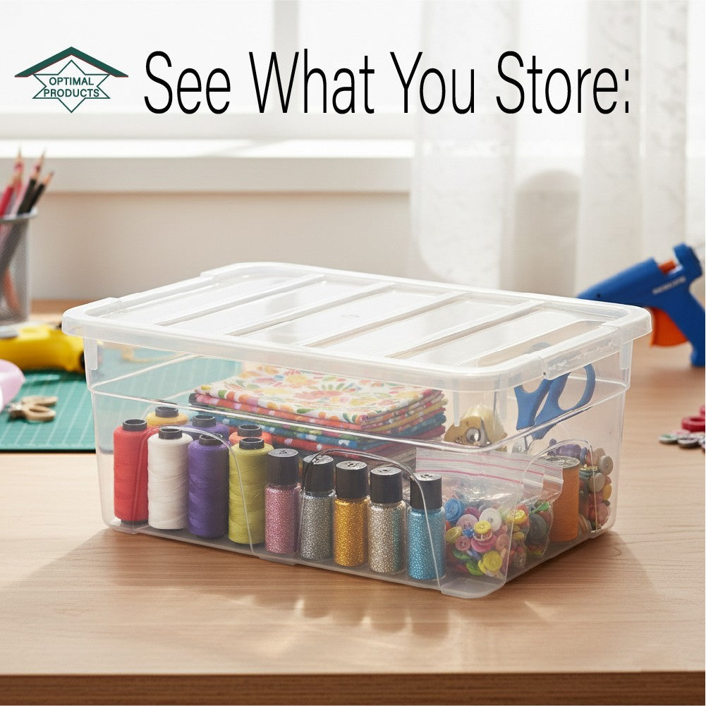 Clear Plastic Storage Box Boxes with Lids UK BRITISH MADE Home Office Stackable