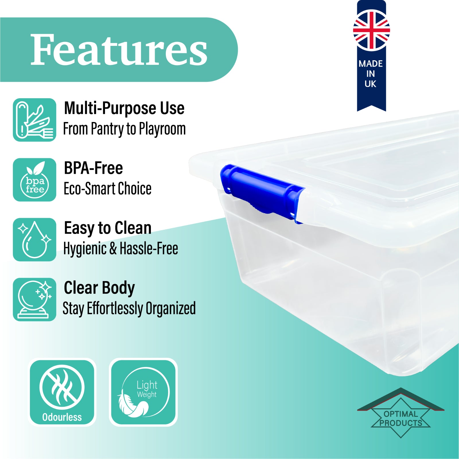 Clear Plastic Storage Box Boxes with Lids UK BRITISH MADE Home Office Stackable