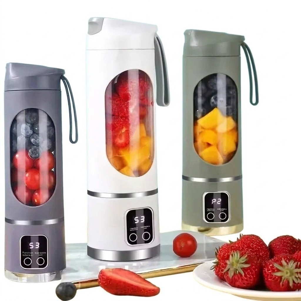 Portable Mini Electric Ice Crusher and Juicer on white background