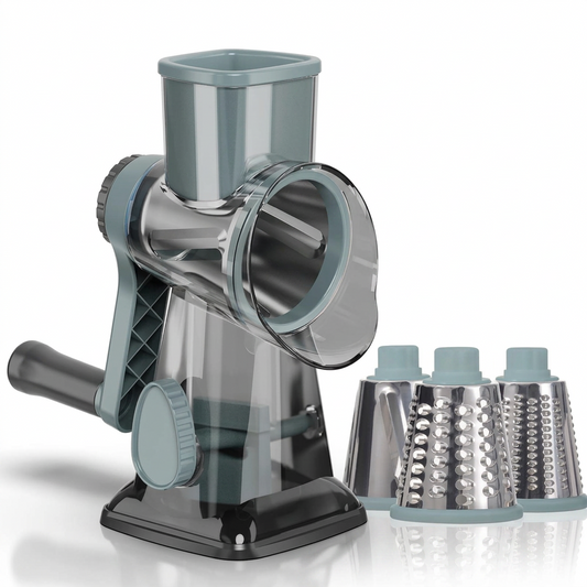 LMETJMA 3-in-1 Rotary Cheese and Vegetable Grater on white background
